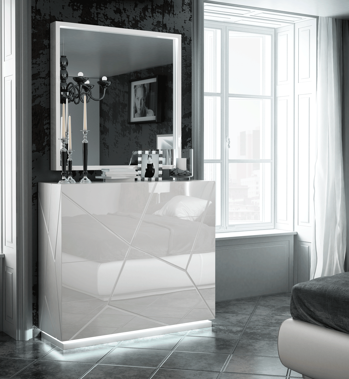 Kiu Modern White Bedroom Collection by Franco