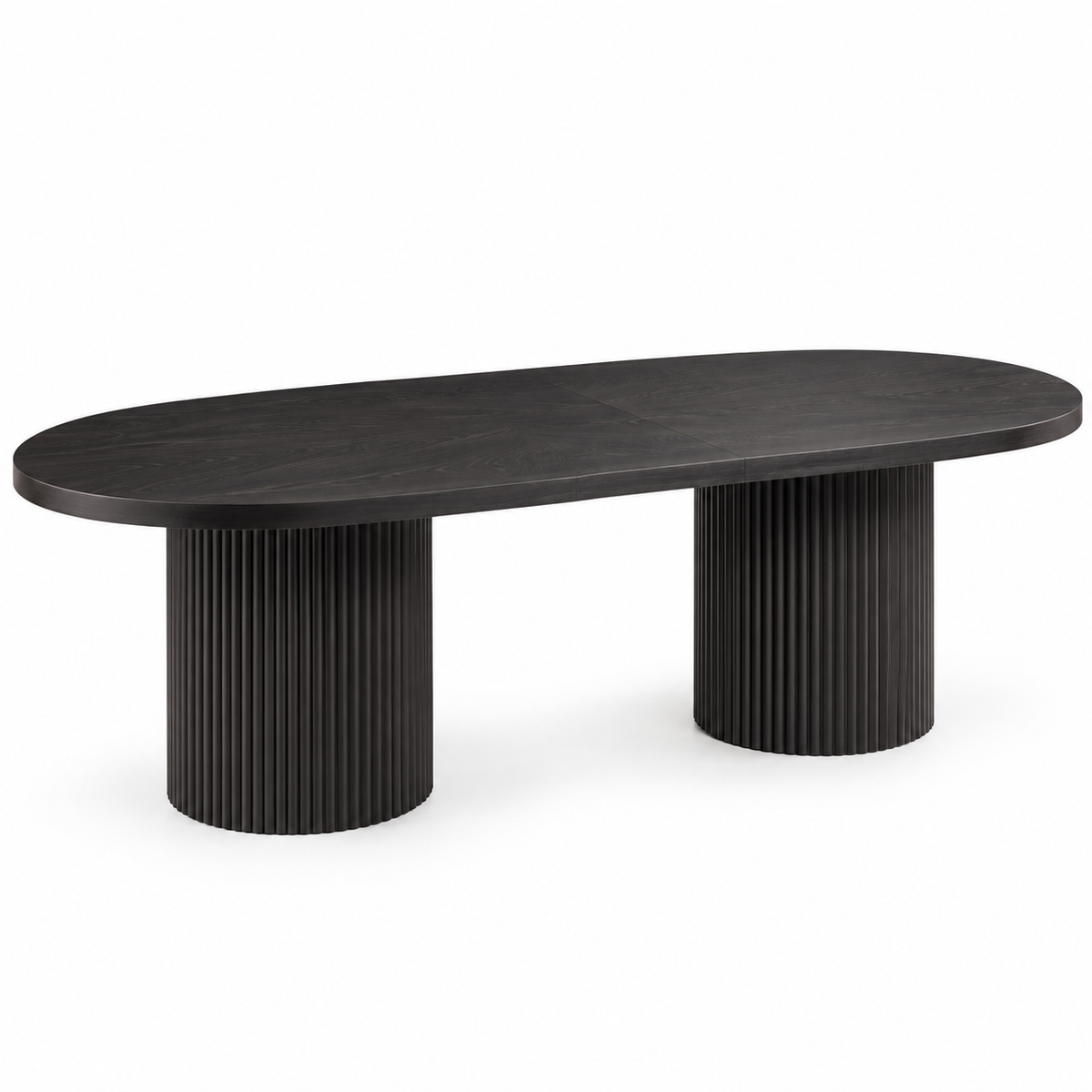Extendable Oval Dining Table & Boucle Chairs, 5-Piece Dining Set Mid-Century Modern Double Pedestal
