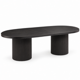 Extendable Oval Dining Table & Boucle Chairs, 5-Piece Dining Set Mid-Century Modern Double Pedestal