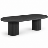 Extendable Oval Dining Table & Boucle Chairs, 5-Piece Dining Set Mid-Century Modern Double Pedestal