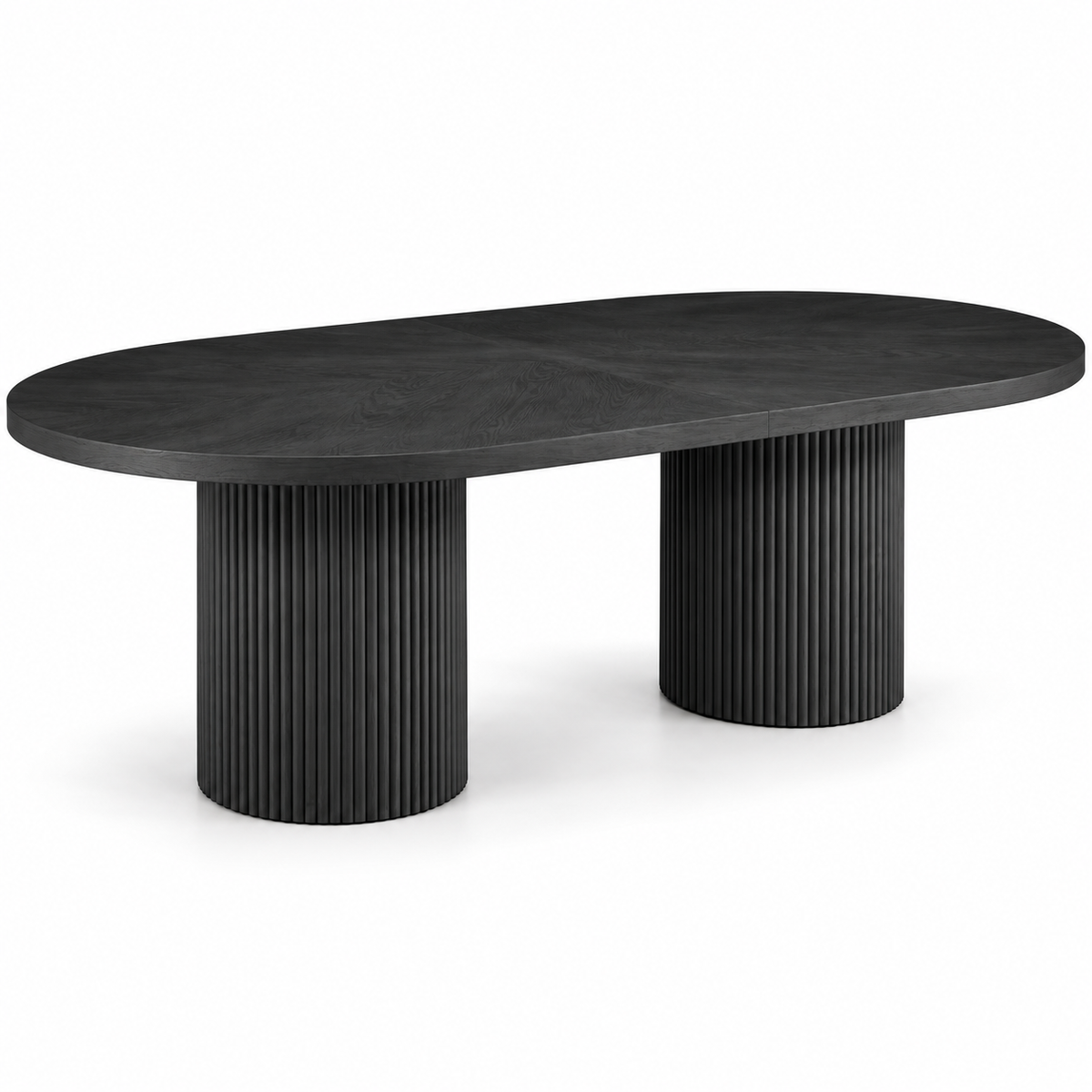 Extendable Oval Dining Table & Boucle Chairs, 5-Piece Dining Set Mid-Century Modern Double Pedestal