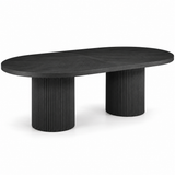 Extendable Oval Dining Table & Boucle Chairs, 5-Piece Dining Set Mid-Century Modern Double Pedestal