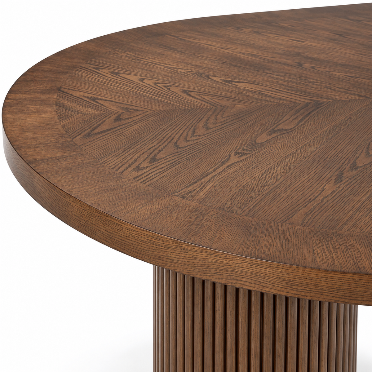 Extendable Oval Dining Table & Boucle Chairs, 5-Piece Dining Set Mid-Century Modern Double Pedestal