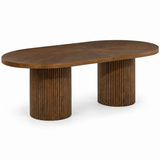 Extendable Oval Dining Table & Boucle Chairs, 5-Piece Dining Set Mid-Century Modern Double Pedestal