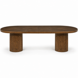 Extendable Oval Dining Table & Boucle Chairs, 5-Piece Dining Set Mid-Century Modern Double Pedestal