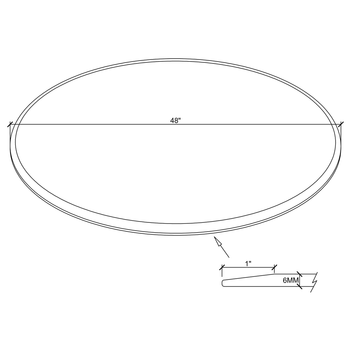 48" Round Clear Tempered Glass Table Top - 6mm with 1" Beveled Edge – view 4