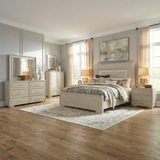 Modern Celine Bedroom Set with LED Lighting in Warm Wood