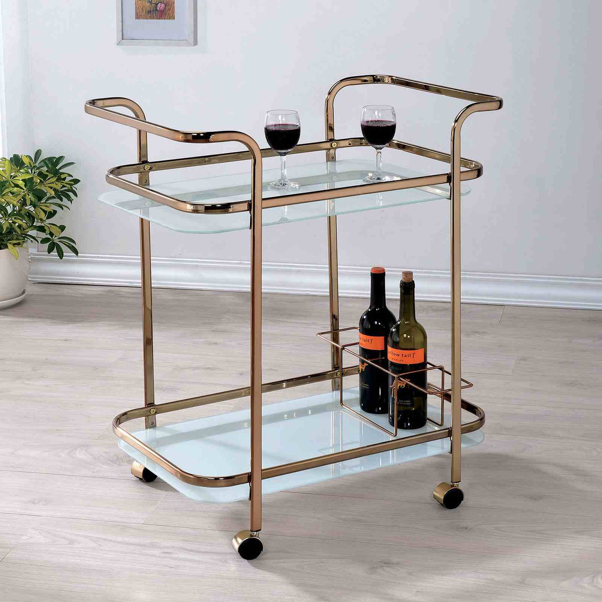 Tiana Contemporary Metal Serving Cart - 