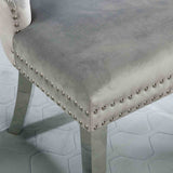 Jewett Wingback Dining Chairs (Set of 2) - Button Tufted Flannelette with Nailhead Trim & Chrome Legs – Black & Gray, view 8