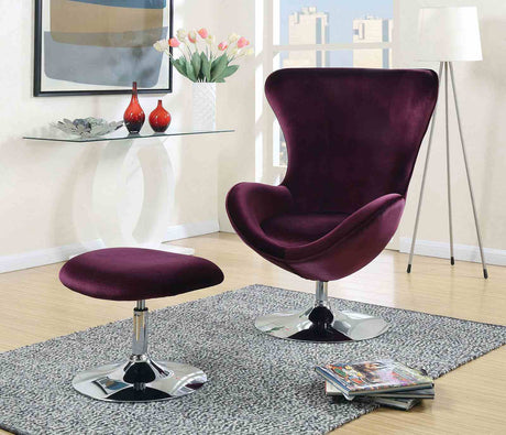 Shelia Contemporary High-Back Scoop Accent Chair with Ottoman - 