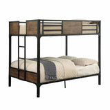 Clapton Industrial Metal & Wood Bunk and Loft Beds - Attached Ladder & Black Finish – Black, view 7