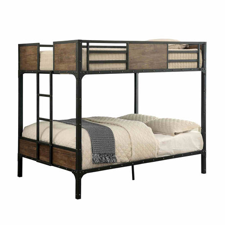 Clapton Industrial Metal & Wood Bunk and Loft Beds - Attached Ladder & Black Finish – Black, view 7