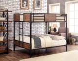 Clapton Industrial Metal & Wood Bunk and Loft Beds - Full over Full Bunk Bed