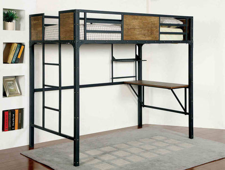 Clapton Industrial Metal & Wood Bunk and Loft Beds - Attached Ladder & Black Finish – Black, view 10