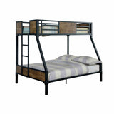Clapton Industrial Metal & Wood Bunk and Loft Beds - Attached Ladder & Black Finish – Black, view 5