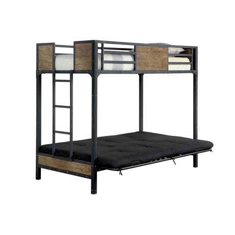 Clapton Industrial Metal & Wood Bunk and Loft Beds - Attached Ladder & Black Finish – Black, view 13