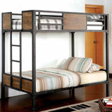 Clapton Industrial Metal & Wood Bunk and Loft Beds - Attached Ladder & Black Finish – Black, view 3