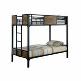 Clapton Industrial Metal & Wood Bunk and Loft Beds - Attached Ladder & Black Finish – Black, view 2