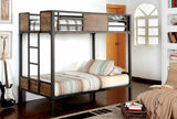 Clapton Industrial Metal & Wood Bunk and Loft Beds - Twin over Twin Bunk Bed