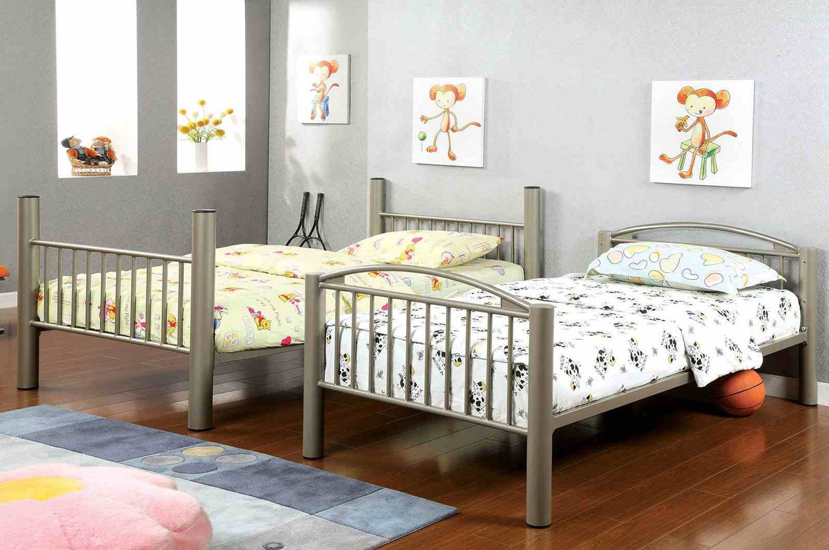 Lovia Contemporary Metal Bunk Bed - Bold 3" Tube Frame in Metallic Gold - Twin/Twin, Twin/Full or Full/Full – Gold, view 2