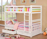 California IV Transitional Wood Bunk Bed with Attached Ladder - Twin over Twin