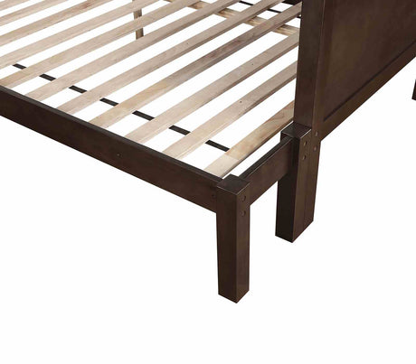 Stamos Transitional Twin over Full Bunk Bed - Solid Wood with Attached Ladder in Walnut – Brown, view 2