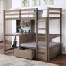 Callistus Twin Workstation Loft Bed with Bookcase, Storage & Seating - Warm Gray