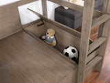 Callistus Twin Workstation Loft Bed with Bookcase, Storage & Seating - Transitional – Gray & White, view 2