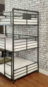 Olga Industrial Metal Bunk Beds - Triple Twin, Triple Full, Full over Full or Queen over Queen in Antique Black – Black, view 3