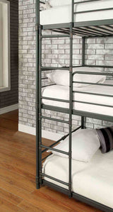 Olga Industrial Metal Bunk Beds - Triple Twin, Triple Full, Full over Full or Queen over Queen in Antique Black – Black, view 4