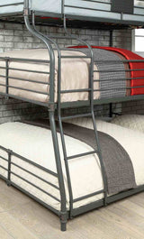 Olga Industrial Triple Bunk Bed - Twin over Full over Queen, Pipe-Style Metal in Antique Black – Black, view 4