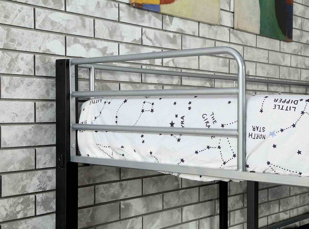 Aubrey Contemporary Metal Twin Triple Decker Bunk Bed - Corner Design in Sand Black – Black, view 3