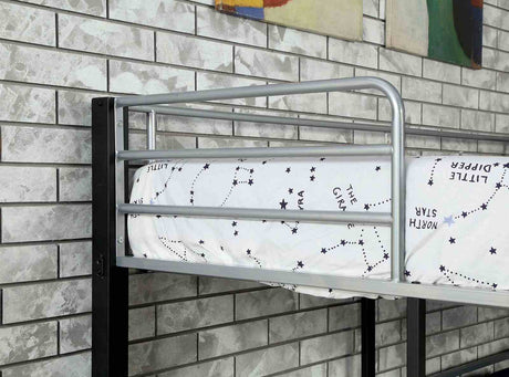 Aubrey Contemporary Metal Twin Triple Decker Bunk Bed - Corner Design in Sand Black – Black, view 3