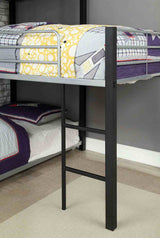 Aubrey Contemporary Metal Twin Triple Decker Bunk Bed - Corner Design in Sand Black – Black, view 4