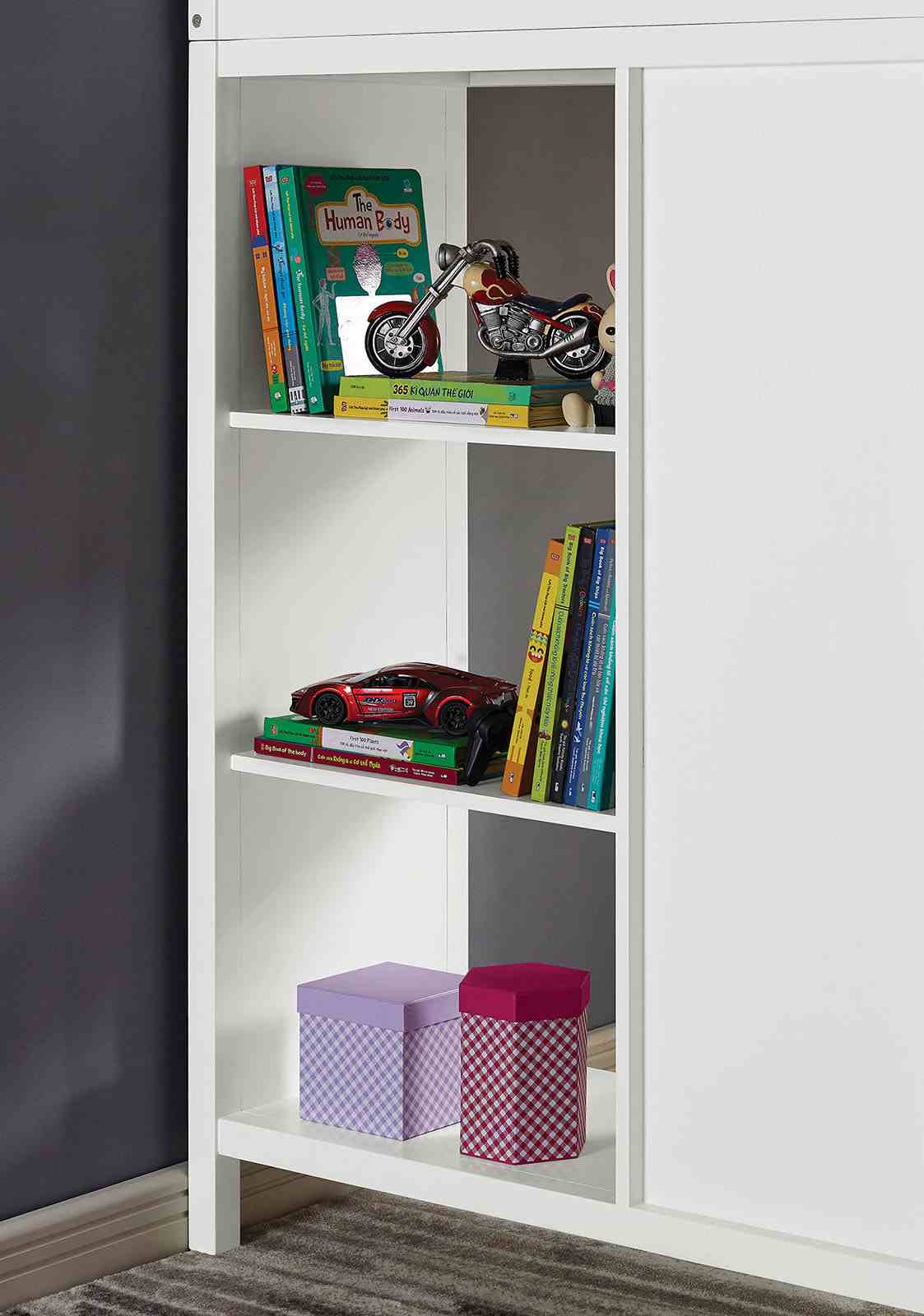 Cassidy Twin Loft Bed with Junior Desk, 8 Drawers & Shelves - Transitional White Wood – White, view 4