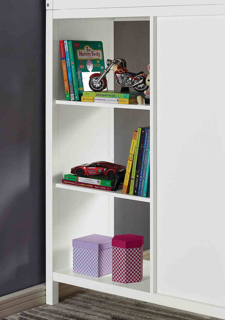 Cassidy Twin Loft Bed with Junior Desk, 8 Drawers & Shelves - Transitional White Wood – White, view 4