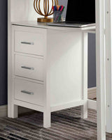 Cassidy Twin Loft Bed with Junior Desk, 8 Drawers & Shelves - Transitional White Wood – White, view 5