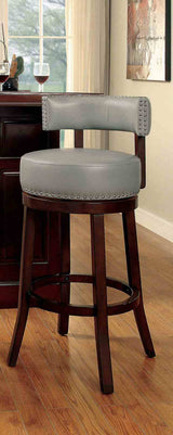 Shirley Transitional Swivel Bar Stools, Set of 2 - Dark Oak/Gray