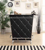 Fuero Contemporary Bar Table with Button-Tufted Front & Open Back Storage - Black/Chrome