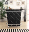 Fuero Contemporary Bar Table with Button-Tufted Front & Open Back Storage - Black/Chrome