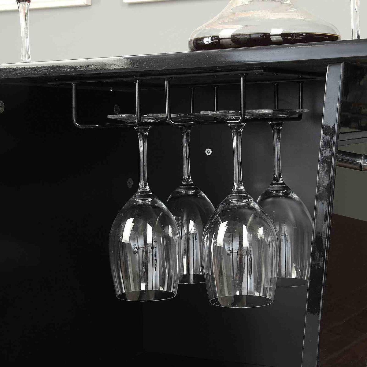 Fuero Contemporary Bar Table with Button-Tufted Front & Open Back Storage - Black or White with Chrome – Black & White, view 3