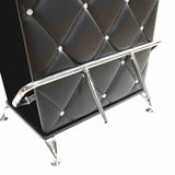 Fuero Contemporary Bar Table with Button-Tufted Front & Open Back Storage - Black or White with Chrome – Black & White, view 5
