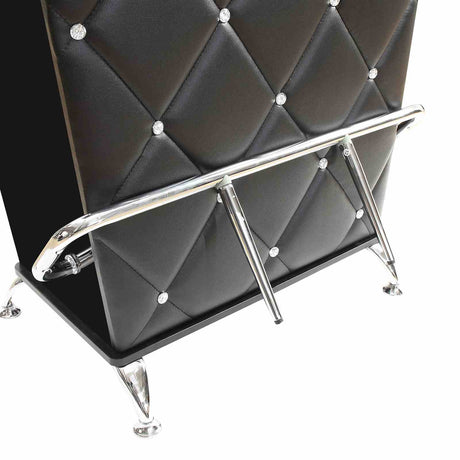 Fuero Contemporary Bar Table with Button-Tufted Front & Open Back Storage - Black or White with Chrome – Black & White, view 5