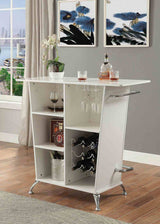 Fuero Contemporary Bar Table with Button-Tufted Front & Open Back Storage - Black or White with Chrome – Black & White, view 7