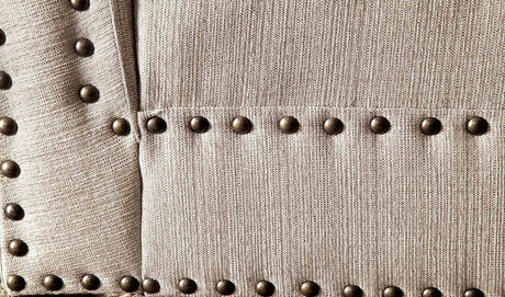 Stillwater Transitional Chaise Lounge with Nailhead Trim - Linen-Like Fabric – Beige & Gray, view 3