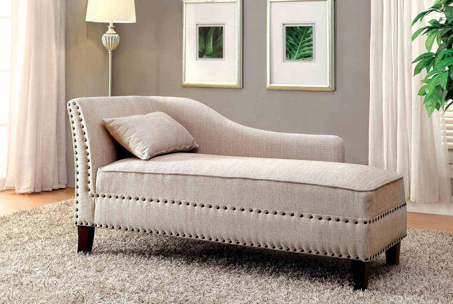 Stillwater Transitional Chaise Lounge with Nailhead Trim - Linen-Like Fabric