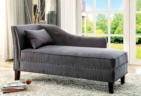 Stillwater Transitional Chaise Lounge with Nailhead Trim - Gray