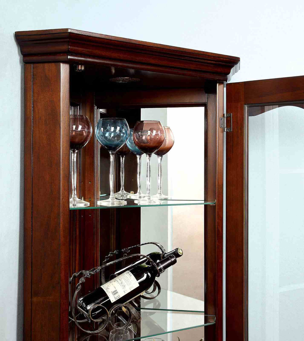 Ortley Traditional Curio Cabinet with Framed Glass Door - Walnut – Brown, view 2