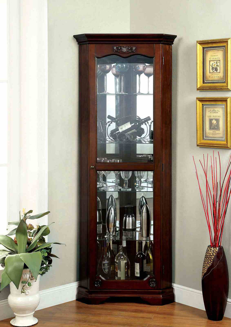 Ortley Traditional Curio Cabinet with Framed Glass Door - Walnut
