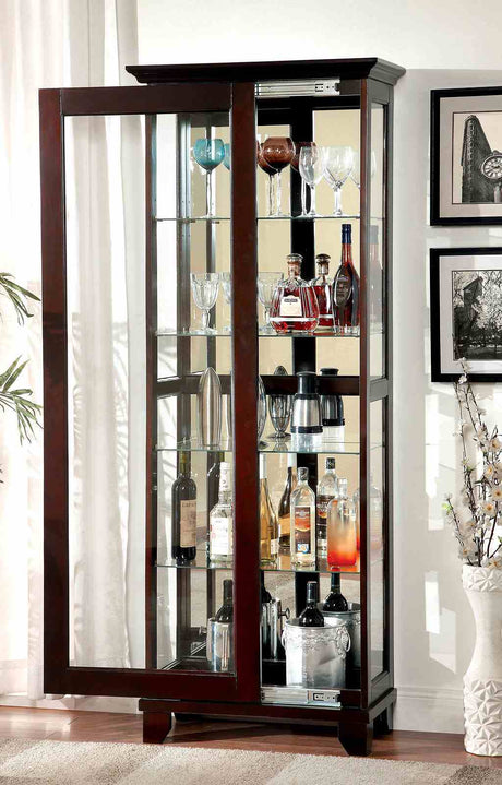 Ludden Contemporary Curio Cabinet with Sliding Glass Door - Dark Walnut – Brown, view 2